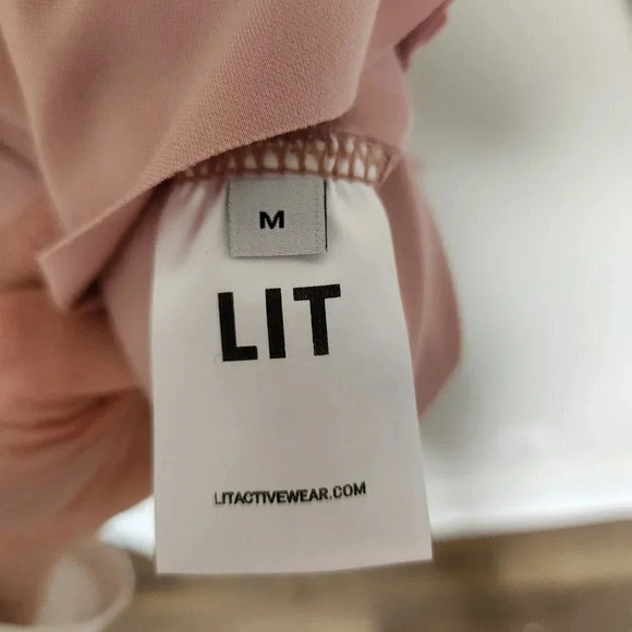 LIT Activewear Long Sleeve Crew Neck Exposed Seams Top Blush Pink Size M - Picture 5 of 7